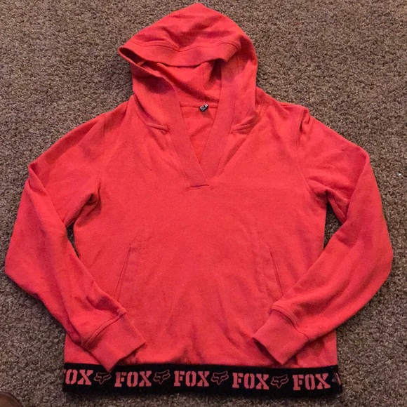 Fox Tops - Fox Pink Black Long Sleeve hoodie V-neck sweater